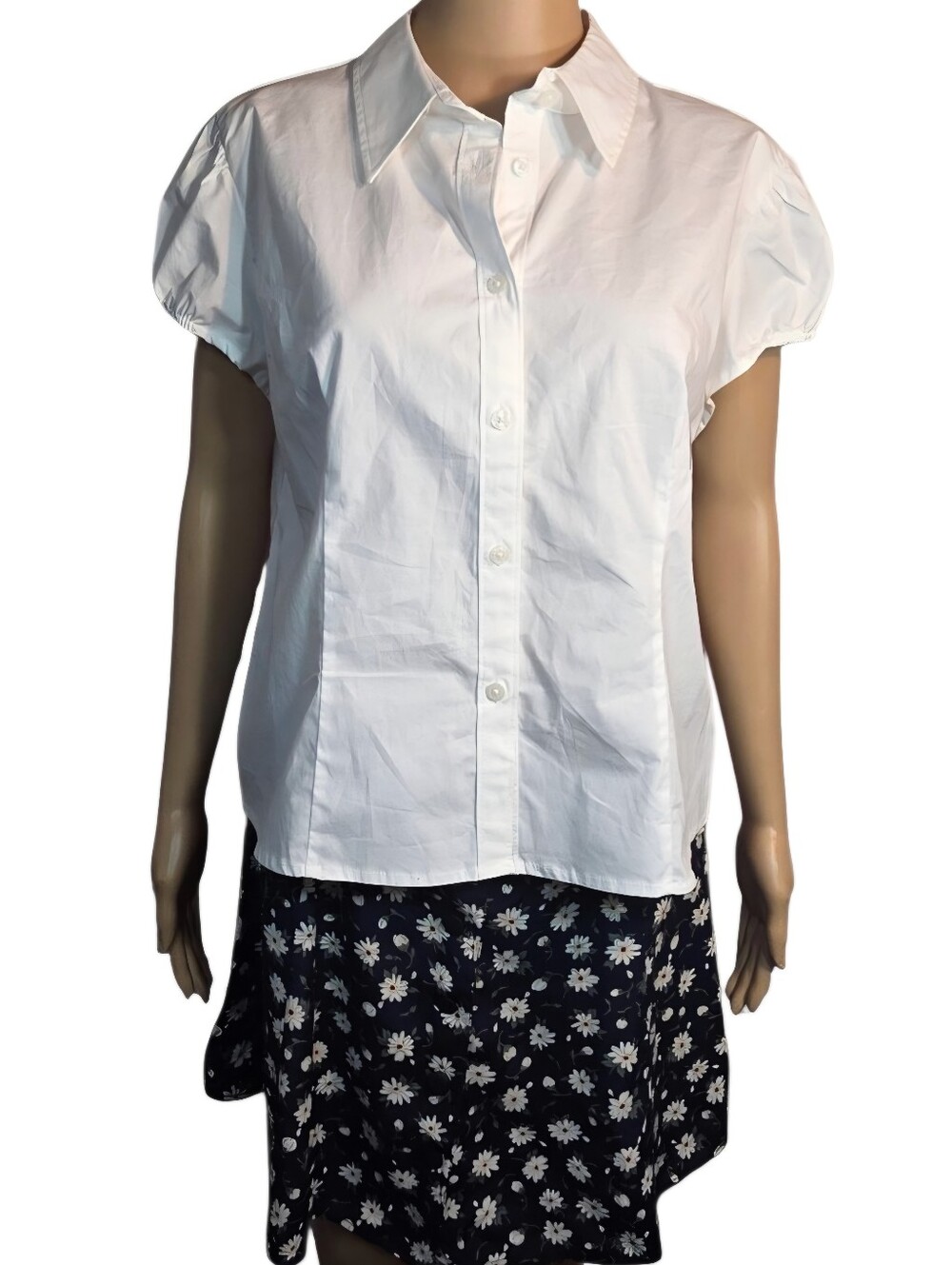 Wild Fable Shirt Button Down Cap Sleeve White Womens Size XL Juniors